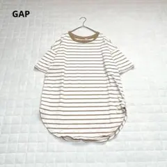 【ギャップ　GAP】半袖Tシャツ　ボーダー　チュニック　スリット　M オーバーのサムネイル