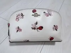 COACH ポーチ てんとう虫 花柄 ホワイト