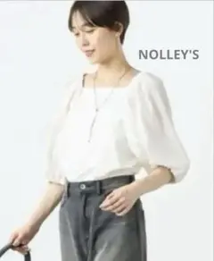 新品同様NOLLEY'S2024パフスリーブスクエアネックプルオーバーカットソー