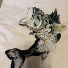 バス釣り トートバッグ キャンバス地 魚柄　ブラックバス