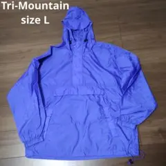 古着 Tri-Mountain ナイロンアノラックパーカー ブルー 無地 L