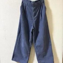 コーデュロイ　ワイド　パンツ ブルー　Lサイズ
