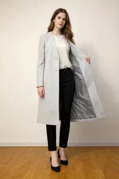 ライトグレー チェスターコート[a7]