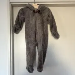 グレー フリース フード付きロンパース 6-12month