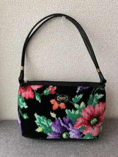 FEILER フェイラー　花柄刺繍 ハンドバッグ 中型　未使用　黒