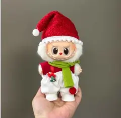 ラブブ サンタコス クリスマス 着せ替え服 17cm用 白のオーバーオール258