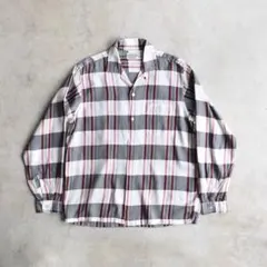 50s60s タウンクラフト シャドーチェック 長袖シャツ オンブレ 開襟 M