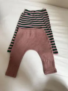 リブ編みパンツセット（ストライプ・ピンク）