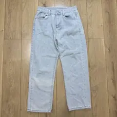 ライトブルー ハイウエスト ストレートジーンズ　L