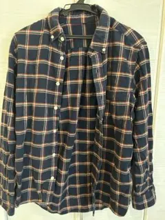 ネイビーと赤のチェック柄シャツ Mサイズ