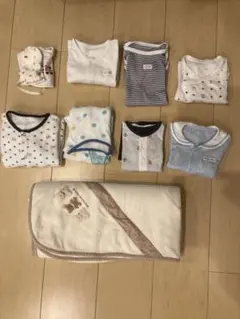 赤ちゃんの城 ロンパース 半袖長袖計7着 スタイ ミトン おくるみ セット