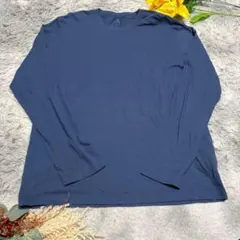 ムジルシリョウヒン 長袖Tシャツ クルーネック 綿100% (L) ネイビーのサムネイル