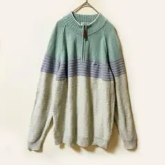 未使用に近い✨ クロコダイル ハーフジップ 長袖 ニット セーター ウール混 L