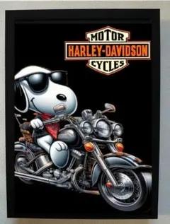 ハーレーダビッドソン　アート　ポスター　フレーム付き　壁掛け　額装　パロディー