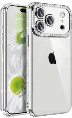 新品未使用】iPhone17プロ用 キラキラストーン入りシルバーケース