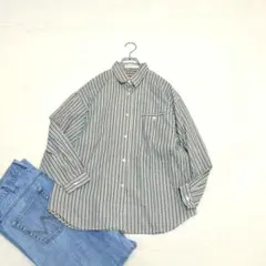 【シンプルライフ/レナウン】ゆったり長袖ブラウスシャツ『L』コットン　レトロ古着