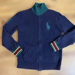 POLO RALPH LAUREN ジップアップニット ネイビー