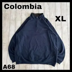 Columbia ハーフジップ スウェット 刺繍ロゴ ネイビー XLのサムネイル