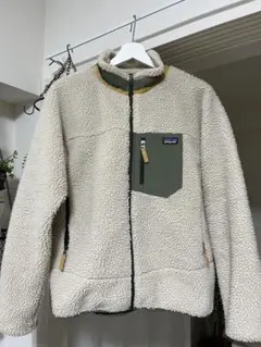 パタゴニア　キッズ　レトロXジャケット　ナチュラル　オリーブ　XXL フリース