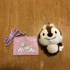 Disney 100 チップ ぬいぐるみ パスケース 101匹わんちゃん セット
