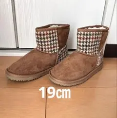 【美品】キッズ　ハリスツイード　ムートンブーツ19㎝