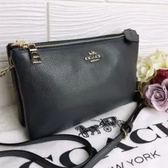 未使用級☆COACHコーチ 2wayショルダーカメラバッグ ネイビーグレー 