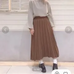 earth music&ecology ランダムプリーツスカート ブラウン