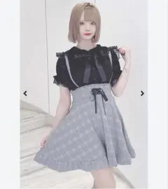 MA＊RSレースアップサスペンダー付きチェック柄スカートのサムネイル