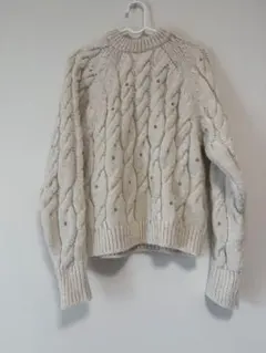 白色 ケーブルニット セーター S ホワイト