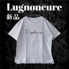 新品 ルノンキュール パールネックレス刺繍　半袖Tシャツ 夏 綿 カジュアル　白のサムネイル