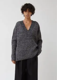 Acne Studios Vネック リブニット セーター ダークグレー