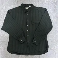 Y2K シャツ　ブラック　ストライプ　長袖 大人カジュアル　VINTAGE 古着