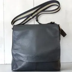 コーチ ショルダーバッグ メッセンジャー チャールズ シボ革 ネイビー