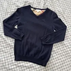 BURBERRY ネイビー Vネックセーター 8Y128cm