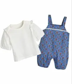 モイモルン　ブルーフラワーカバーオール　80