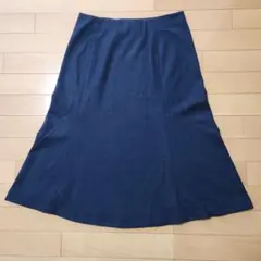 ユニクロ UNIQLO ウールブレンド フレアスカート L ネイビー