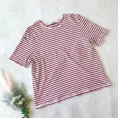 T101 ザラ ZARA TRAFALUC ボーダーTシャツ 半袖 赤 白