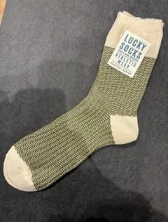 新品未使用LUCKY SOCKS オリーブグリーン ブロックソックス