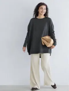 coca クルーネックニットチュニック チャコール　Sサイズ