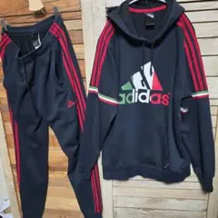 アディダス スウェット ジャージ 上下セット パーカー 黒 ブラック Lサイズ