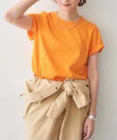 新品タグ付きSpick & Span洗えるカラーTシャツオレンジ サイズフリーのサムネイル