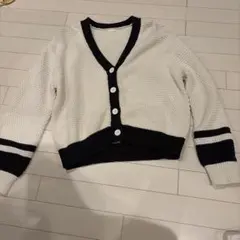バイカラー ニットカーディガン ホワイト×ブラック