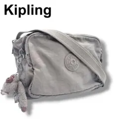Kipling キプリング ナイロン ショルダーバッグ グレー 肩がけチャーム付のサムネイル