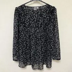 GAP ブラックフラワープリント長袖シャツ M
