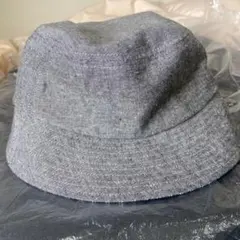 グレー バケットハット ストライプ内側