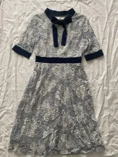 【最終値下げ】tocco closetボウタイりぼん配色フラワーレースワンピース