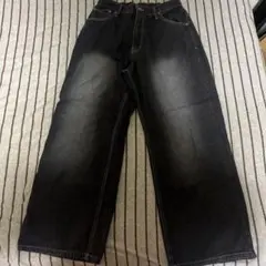 黒 ワイドデニムパンツ