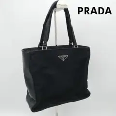 PRADA テスート ナイロン 牛革 トートバッグ 三角プレート ブラック 希少
