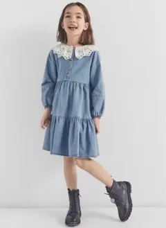 新品☆ZARA ザラ デニム 切り替えワンピース ブルー