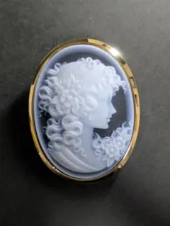 k18枠GSTVカメオ作家アニエッロペルニーチェ作品貝の三層彫刻